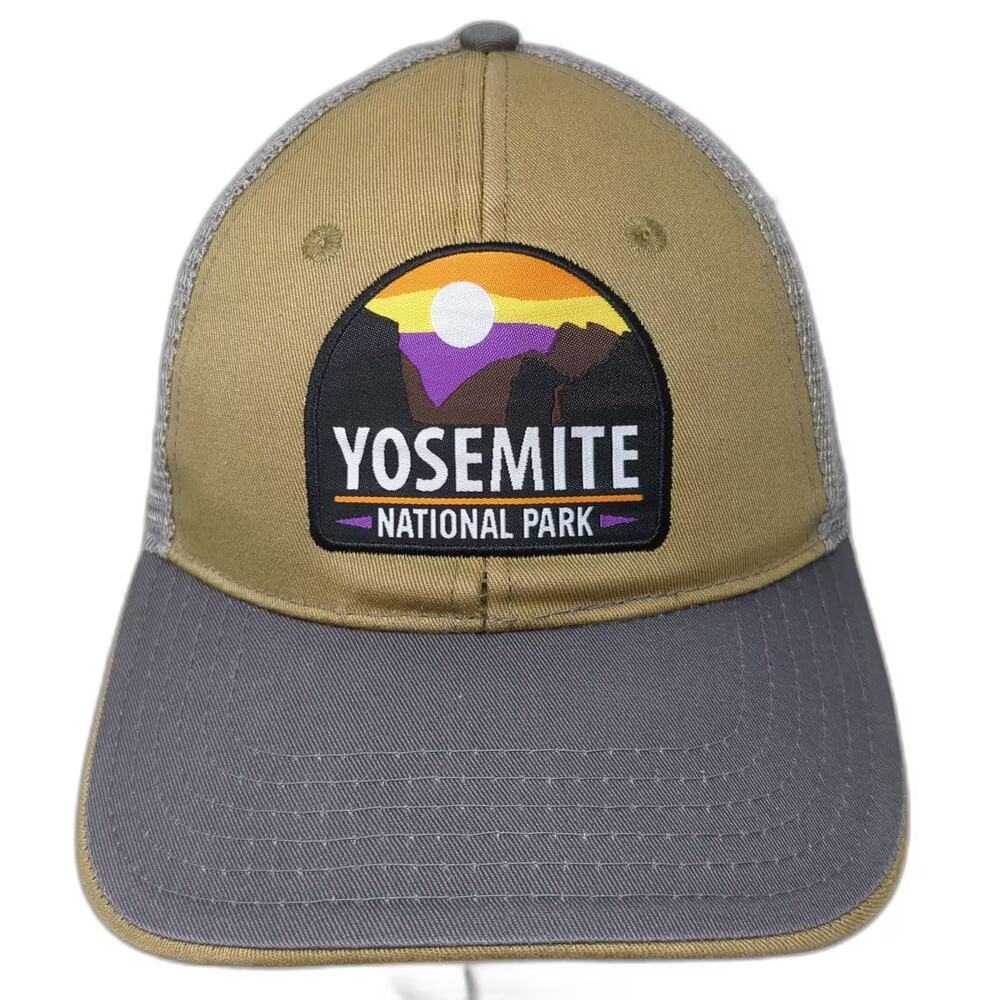 H3 Headwear Yosemite National Park Trucker Hat Beige Gray One Size Mesh Back
